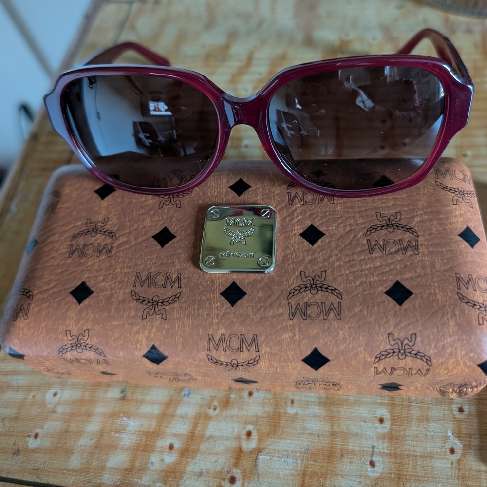 MCM Bordeaux Rectangular Ladies Dark Glasses with Case